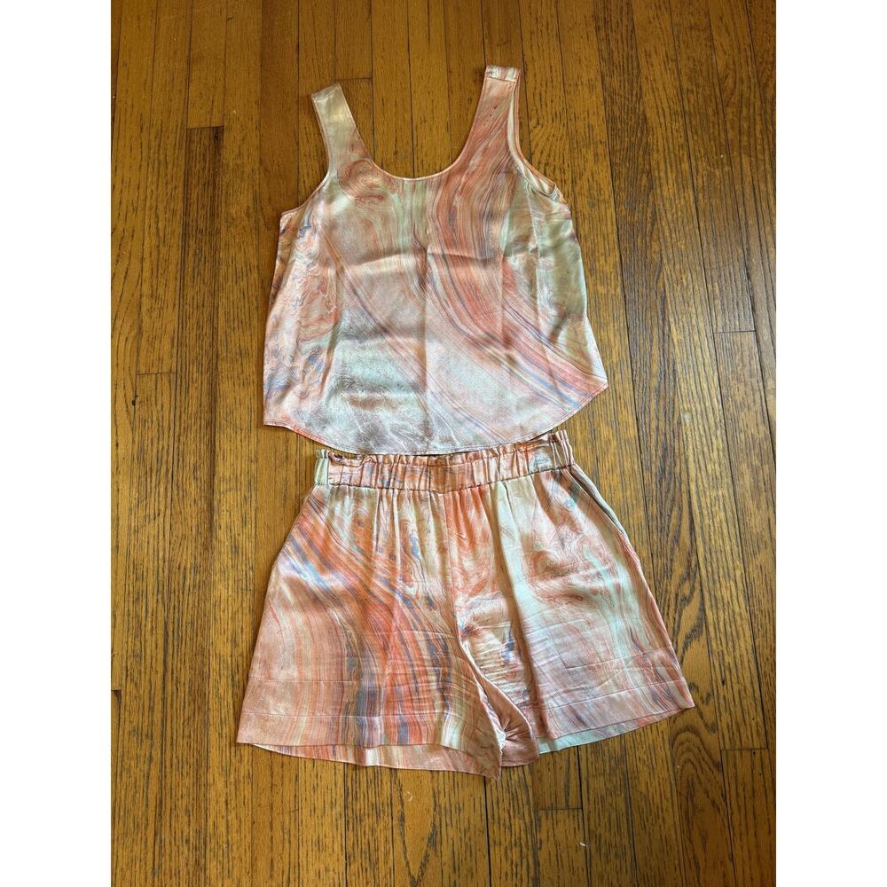 Rails Top Shorts Set Womens Small Extra Small Pastel Marble Ida Leighton Lounge - Picture 2 of 10